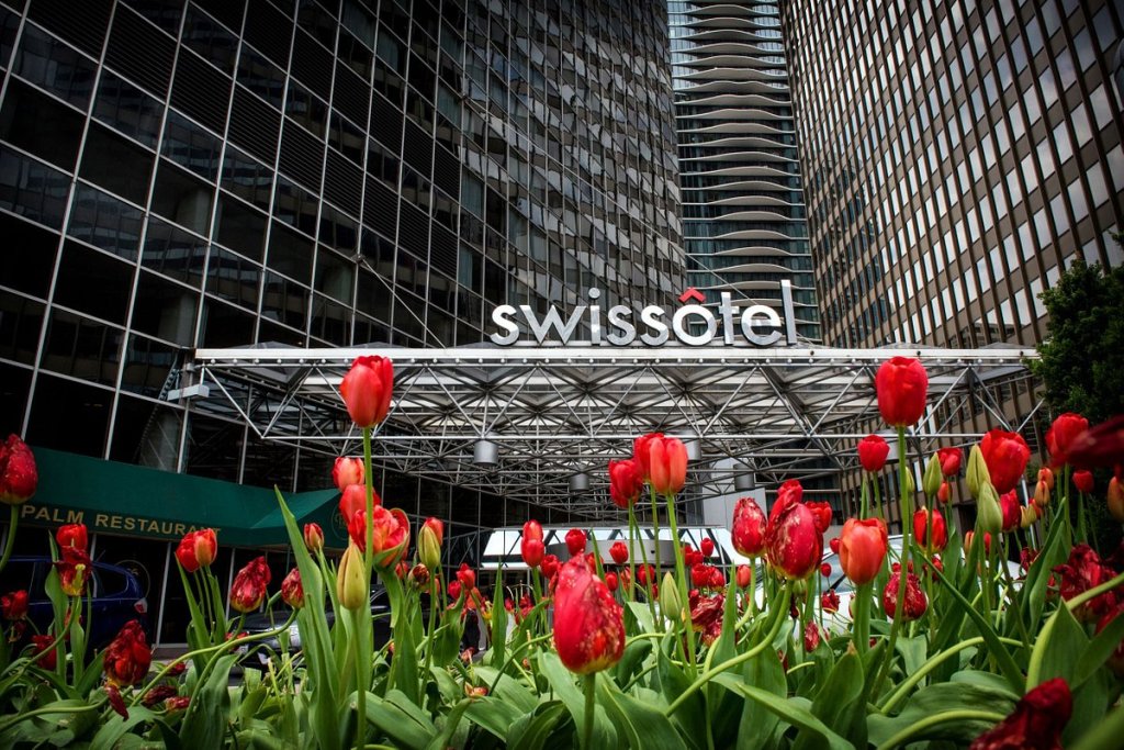Swissotel exterior with sign